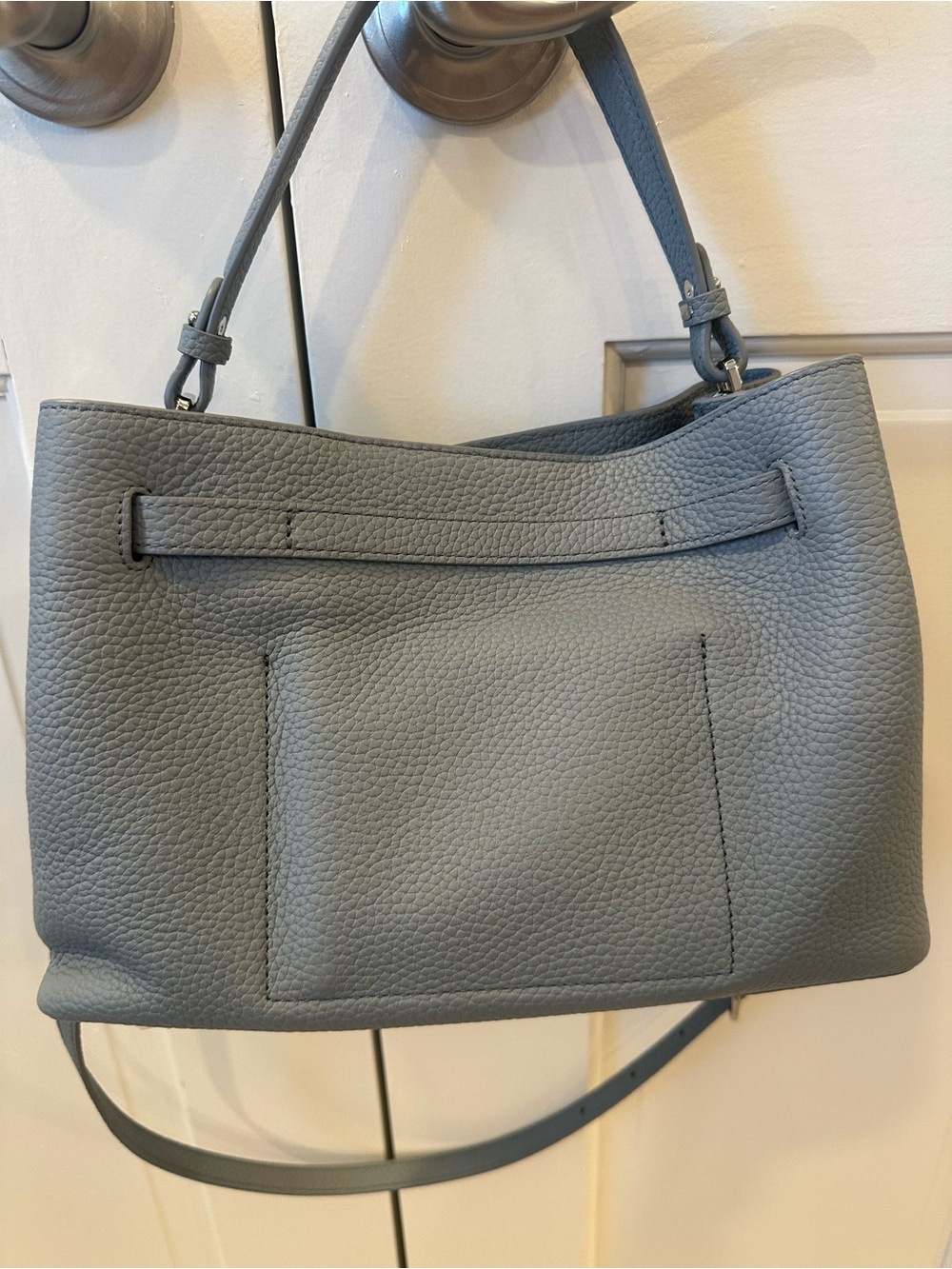 NEW Parker & Hyde steel grey Pebbled Leather Designer inspired Satchel/handbag - Picture 2 of 16